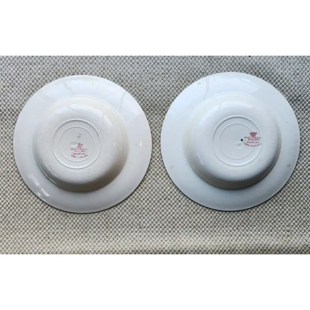 2 Myott Son and Company England Pink Bermuda Rose Chintz Rimmed Soup Bowls